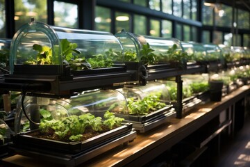  State-of-the-art aquaponics system growing fish and vegetables, Generative AI - obrazy, fototapety, plakaty