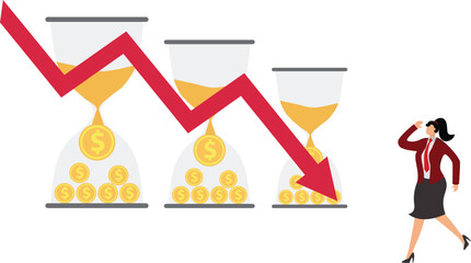 Hourglass, Loss,Economic Depression, Debt,Exchange Rate,Investment, Businesswoman