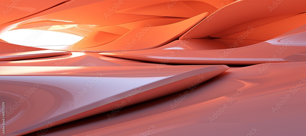 Poster vibrant peach fuzz 3d shapes. abstract background ideal for graphic design and artistic projects