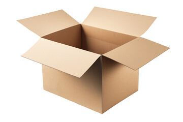 Open cardboard box. Transparent background