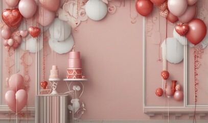 Valentine's day theme frame with balloons from AI Generative