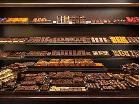 supermarket display of assorted chocolate products