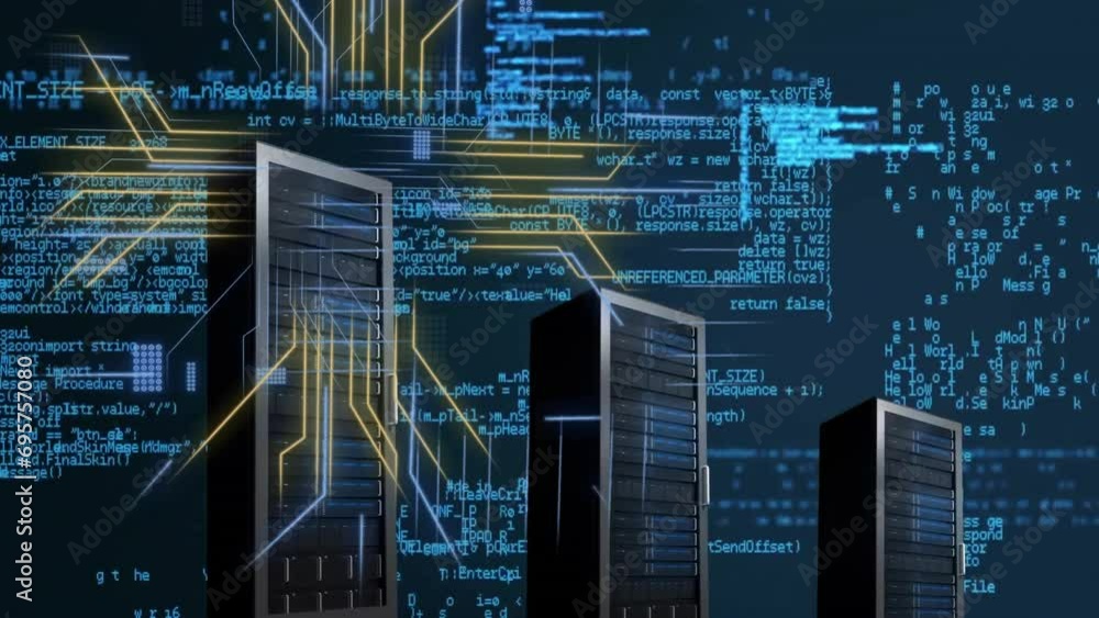 Poster animation of data processing over computer servers