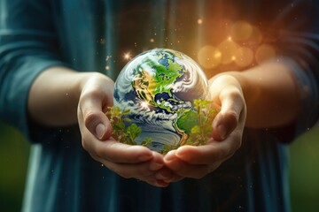 A person holding a small globe in their hands. Perfect for illustrating global concepts and environmental issues