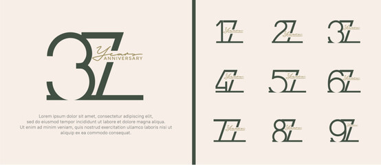 set of anniversary logo black color on white background for celebration moment