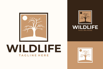 Dry Tree Wildlife Nature Vector Logo Design