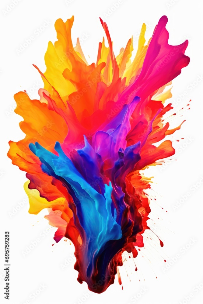 Poster close up view of a vibrant and colorful paint splatter. perfect for artistic projects and creative d