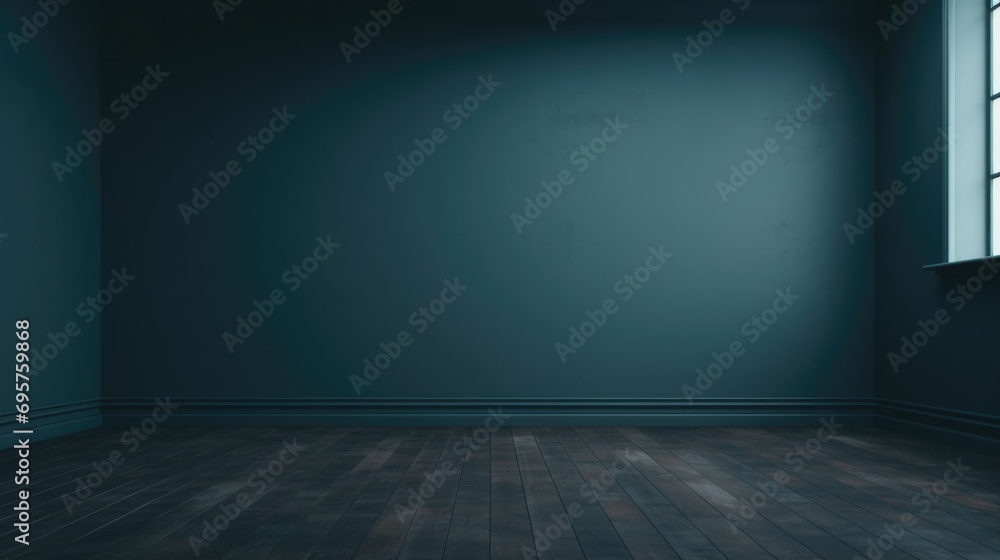 Poster A simple and minimalistic image of an empty room with a window and a wooden floor. This versatile image can be used to depict concepts such as solitude, minimalism, interior design, and more