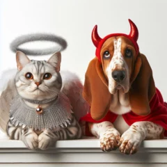 Cercles muraux Bulldog français Cat and dog material. Cat and dog cosplay images.　猫と犬のコスプレ画像