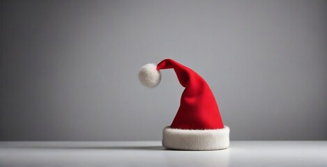 Santa's red decorative hat on the roof of a car covered in raindrops. Getting ready for christmas

