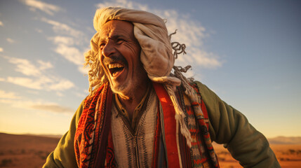 Old man facial expression.