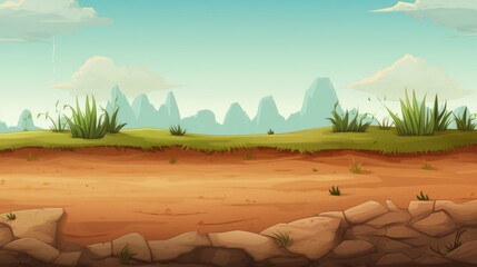 A cartoon landscape featuring rocks and grass. Perfect for children's illustrations or...