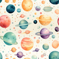 Dreamy galaxy patterns with stars, planets, and celestial elements in cute and pastel hues , Mystical Galaxy Digital Paper , Mystical Galaxy Seamless Pattern , generative AI illustration