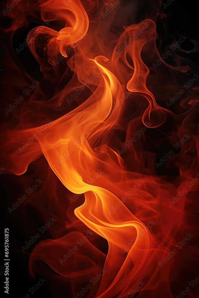 Aufkleber Close-up shot of a fire on a black background. Versatile and impactful image that can be used in various projects