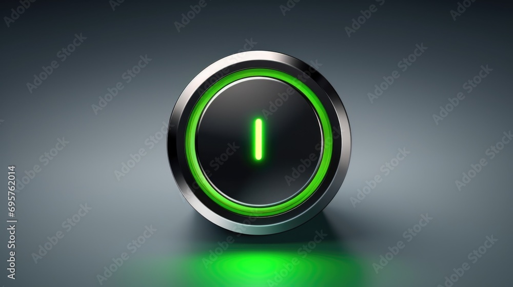 Aufkleber A button with a green light on it. Can be used to indicate approval or permission