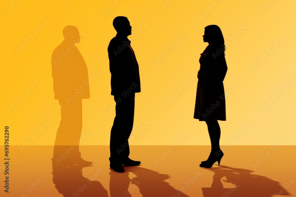 Poster a man and a woman standing side by side. suitable for various applications