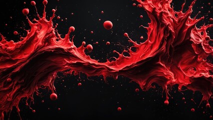 Spilled red paint on a black background