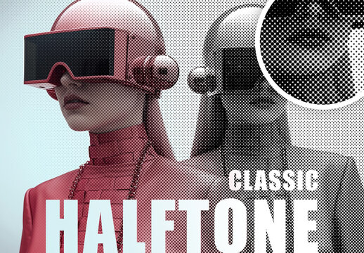 Classic Halftone Photo Effect Mockup