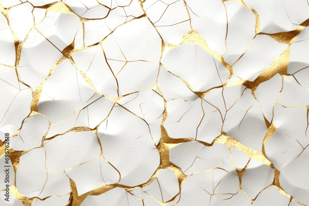 Aufkleber A close-up view of a cracked wall with gold paint. Perfect for adding texture and an aged look to design projects