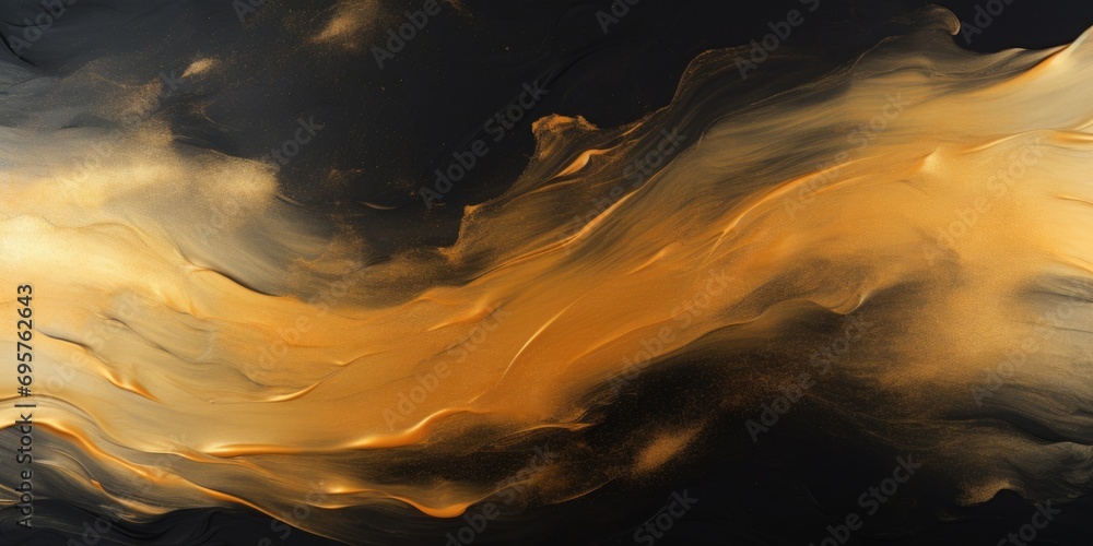 Poster a detailed close up of a black and gold painting. perfect for adding a touch of elegance to any spac