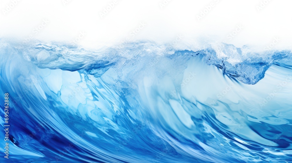 Poster a picture of a large wave crashing in the ocean on a sunny day. perfect for beach and nature-themed 