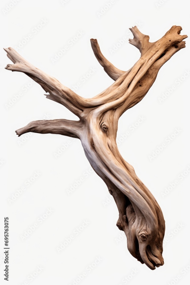 Poster a detailed view of a piece of wood against a clean white backdrop. suitable for various design proje
