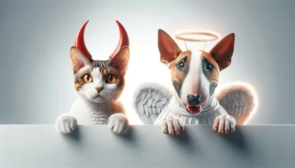 Crédence de cuisine en verre imprimé Bulldog français Cat and dog material. Cat and dog cosplay images.　犬と猫のコスプレ画像