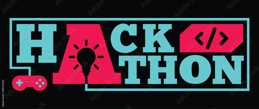 Poster hackathon or information technology idea competition or coding competition logo