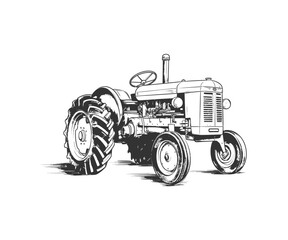 Vintage tractor hand drawn sketch in doodle style. Vector illustration design.
