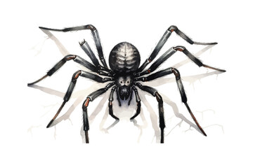 Watercolor black spider isolated on white background. Vector illustration design. - obrazy, fototapety, plakaty
