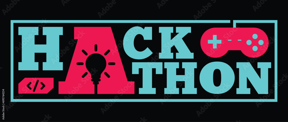 Poster hackathon or information technology idea competition or coding competition logo