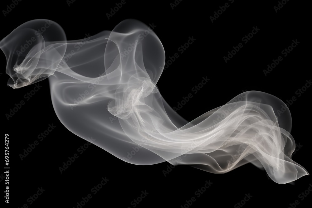 Poster A black and white photo capturing smoke in the air. This image can be used to create a mysterious or dramatic atmosphere in various projects