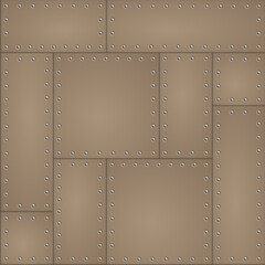 Seamless copper pattern with rivets. Illustration