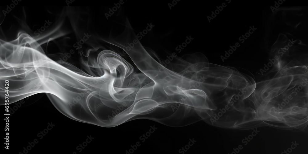 Poster Smoke captured in close-up on a black background. Versatile image that can be used for various themes and concepts