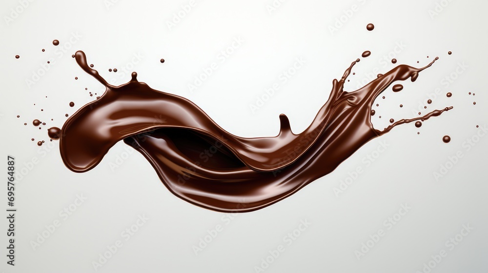 Poster A splash of chocolate on a white background. Perfect for food or dessert-related designs