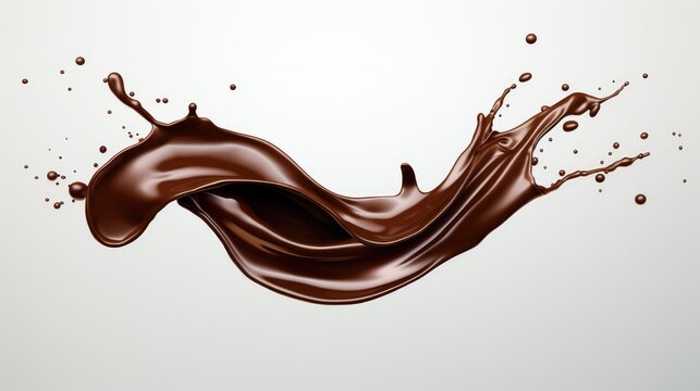 A splash of chocolate on a white background. Perfect for food or dessert-related designs