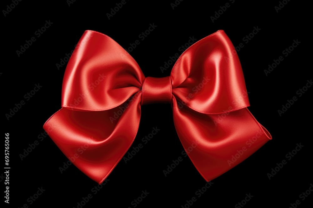 Poster A simple yet striking image of a red bow against a black background. Perfect for adding a pop of color and elegance to any design
