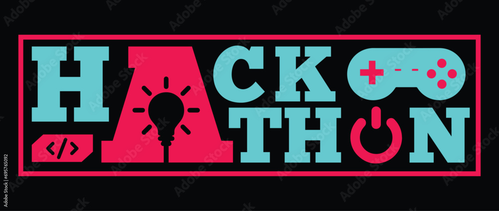 Poster hackathon or information technology idea competition or coding competition logo