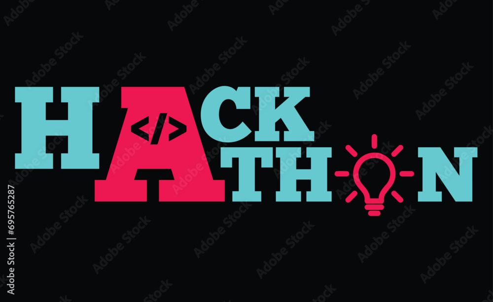 Poster hackathon or information technology idea competition or coding competition logo