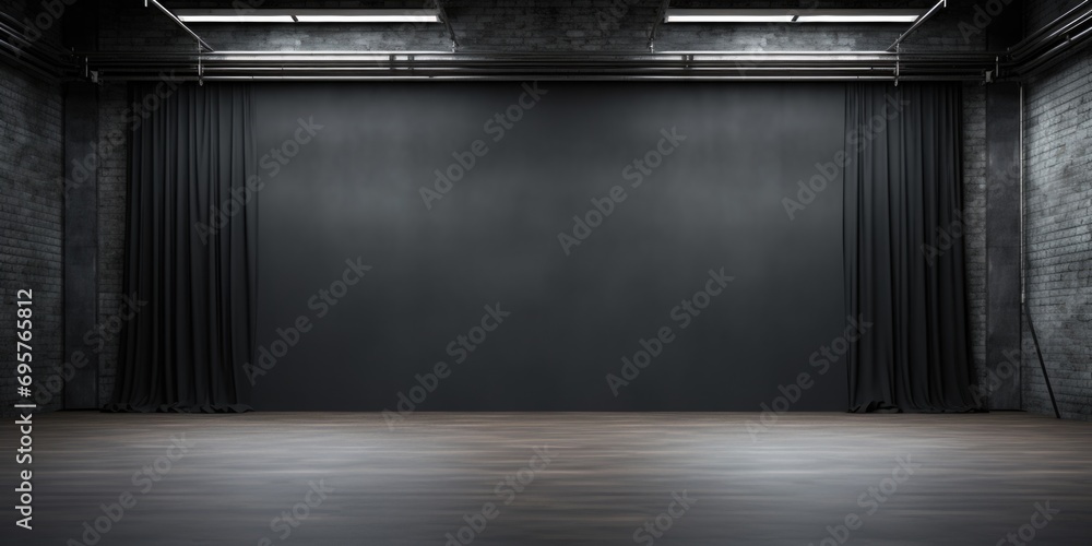 Aufkleber A simple room with a curtain and a floor. This versatile image can be used in various contexts