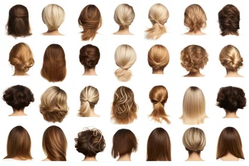 Fototapeten A picture showcasing a collection of different hairstyles on a woman's head. Can be used for hair salon promotions or hairstyle inspiration © Vladimir Polikarpov