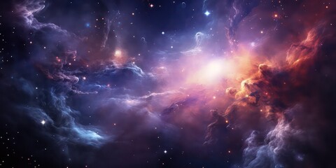 Obraz premium The depths of space with nebulae and galaxies, creating an abstract cosmos background