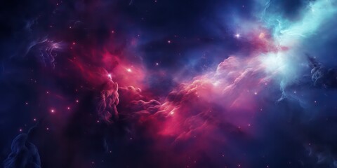 Fototapeta premium The depths of space with nebulae and galaxies, creating an abstract cosmos background
