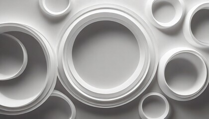 Abstract 3D Elegance: White Circular Neomorphism"