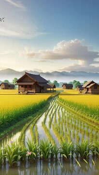 Shoot footage of farmland and little cottage