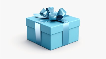 Obraz premium A blue gift box with a silver bow, perfect for special occasions and celebrations
