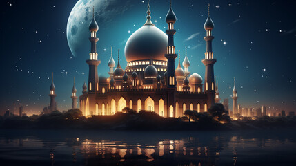 amazing architecture design of muslim mosque ramada - obrazy, fototapety, plakaty