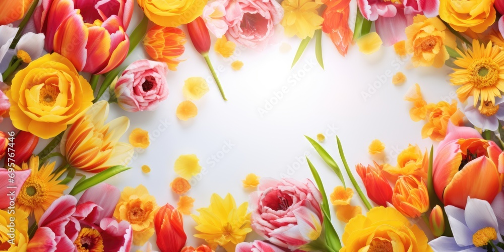 Poster a bunch of flowers on a white background. suitable for various occasions and designs