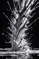Splashes of white paint on a black background