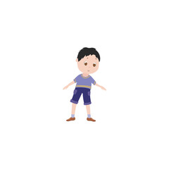 set of little boy playing vector poses happy